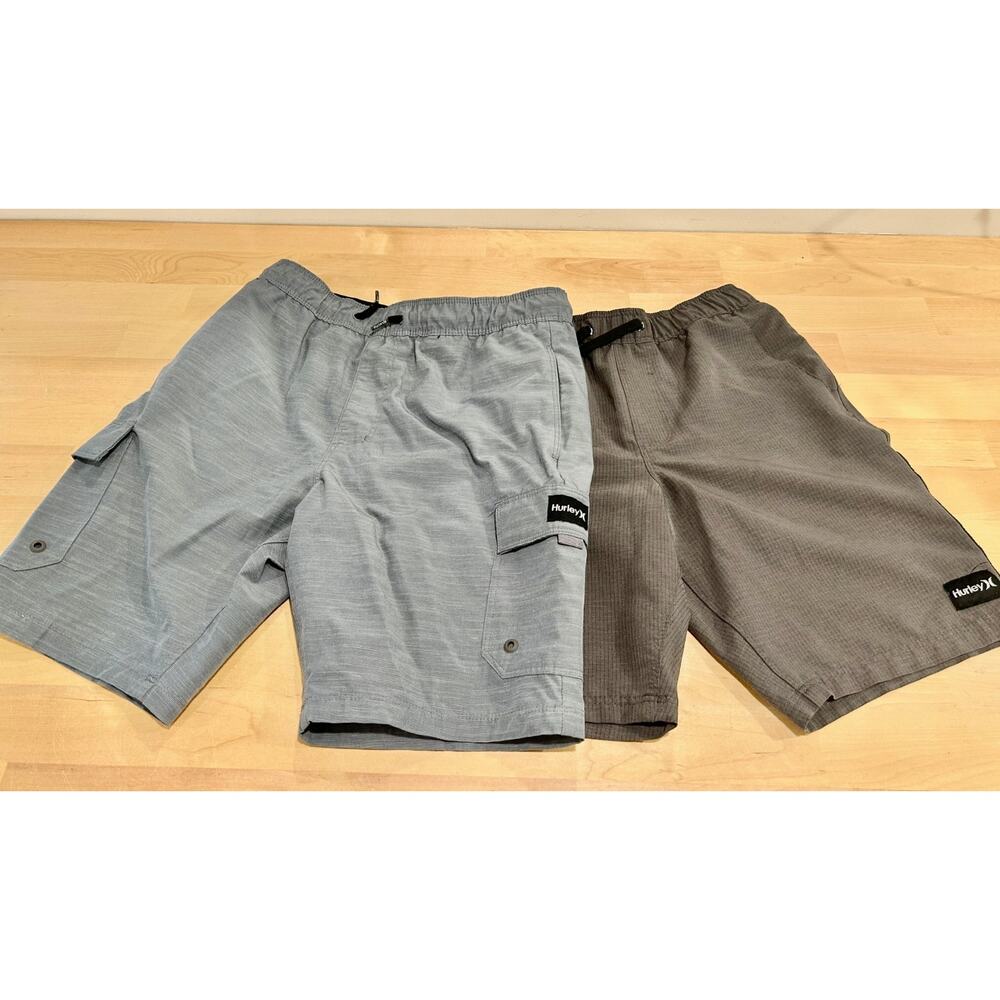 lot of 2 Hurley Boys Shorts Size M 10-12 H2O-DRI Cargo Phantom Hybrid Grey